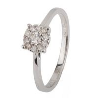 pre owned 14ct white gold diamond cluster ring 4328061