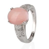 Pre-Owned 14ct White Gold Coral and Diamond Ring 4332883