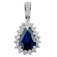 Pre-Owned 14ct White Gold Sapphire and Diamond Cluster Pendant 4314108