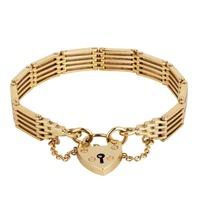 pre owned 9ct yellow gold five bar gate bracelet 4153157