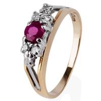 Pre-Owned 9ct Yellow Gold Ruby and Diamond Seven Stone Ring 4111159