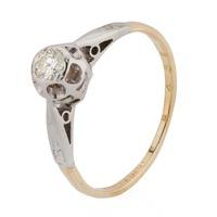 Pre-Owned 18ct Yellow Gold Paltinum Set Diamond Solitaire Ring 4111298