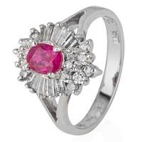 Pre-Owned 14ct White Gold Ruby and Diamond Cluster Ring 4328036