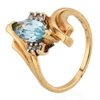 pre owned 9ct yellow gold marquise topaz and diamond twist ring 431104 ...