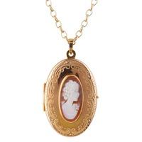 pre owned 9ct yellow gold cameo locket necklace 4156366