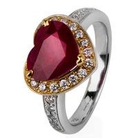 Pre-Owned 18ct White Gold Heart Cut Ruby and Diamond Cluster Ring 4112039