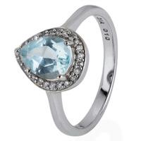 pre owned 9ct white gold topaz and diamond pear cluster ring 4145892