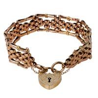 Pre-Owned 9ct Rose Gold Bar Gate Bracelet 4153135