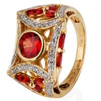 pre owned 14ct yellow gold orange sapphire and diamond ring 4328015