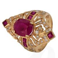 Pre-Owned 14ct Yellow Gold Ruby and Diamond Dress Ring 4328018