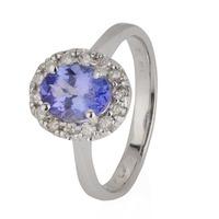 Pre-Owned 14ct White Gold Tanzanite and Diamond Cluster Ring 4328064