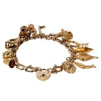 Pre-Owned 9ct Yellow Gold Square Link Charm Bracelet 4123798
