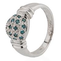Pre-Owned 9ct White Gold Blue and White Diamond Cluster Ring 4185912