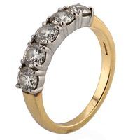 pre owned 18ct yellow gold five stone diamond half eternity ring 41122 ...