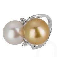 Pre-Owned 18ct White Gold South Sea Pearl and Diamond Twist Ring 4328187