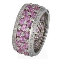 Pre-Owned 18ct White Gold Pink Sapphire and Diamond Full Eternity Ring 4328198