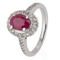 Pre-Owned 14ct White Gold Ruby and Diamond Cluster Ring 4328021