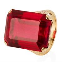 Pre-Owned 9ct Yellow Gold Red Oblong Stone Set Ring 4146977