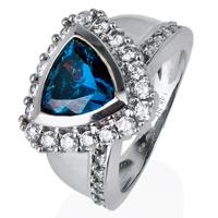 Pre-Owned 14ct White Gold Blue and White Cubic Zirconia Ring 4309009