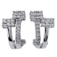 pre owned 14ct white gold diamond half hoop earrings 4333722