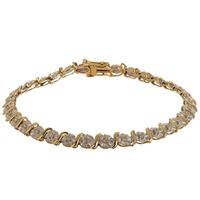 Pre-Owned 9ct Yellow Gold Diamond Cluster Bracelet 4128984