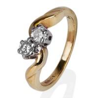 Pre-Owned 9ct Yellow Gold 2 Stone Twist Ring 4185486