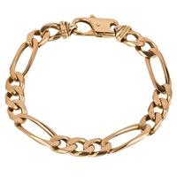 Pre-Owned 9ct Yellow Gold Mens Figaro Chain Bracelet 4174887
