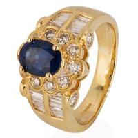 Pre-Owned 18ct Yellow Gold Sapphire and Diamond Oval Cluster Ring 4328176