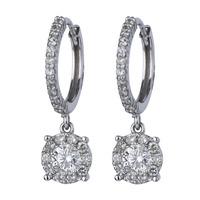 pre owned 14ct white gold diamond cluster dropper earrings 4333064