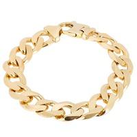 Pre-Owned 9ct Yellow Gold Mens Solid Curb Chain Bracelet 4174897