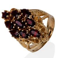 Pre-Owned 14ct Yellow Gold Marquise Shaped Garnet Cluster Ring 4141808
