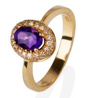 Pre-Owned 18ct Yellow Gold Amethyst and Diamond Cluster Ring 4332552