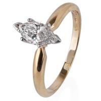 Pre-Owned 14ct Yellow Gold Marquise Diamond Solitaire Ring 4332721