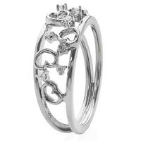 Pre-Owned 18ct White Gold Diamond Set Open Heart Ring 4112168
