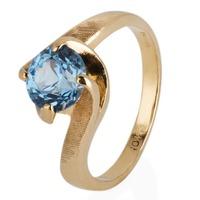 pre owned 9ct yellow gold blue stone set solitaire ring 4309178