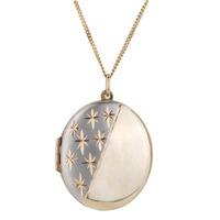 Pre-Owned 9ct Two Colour Gold Oval Locket Necklace 4156423