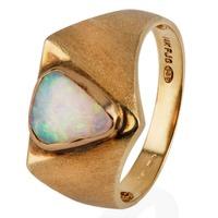 Pre-Owned 14ct Yellow Gold Mens Triangular Opal Signet Ring 4309162
