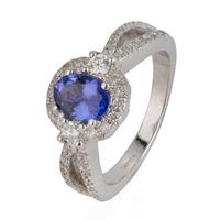 pre owned 18ct white gold tanzanite and diamond oval cluster ring 4328 ...