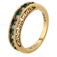 Pre-Owned 9ct Yellow Gold Emerald and Diamond Half Eternity Ring 4311050