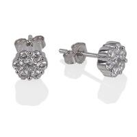 pre owned 18ct white gold seven stone diamond cluster stud earrings 43 ...