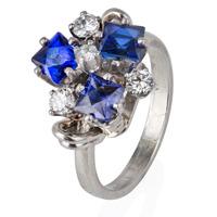 Pre-Owned 9ct White Gold Sapphire and Diamond Cluster Ring 4332757