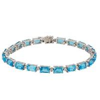 Pre-Owned 18ct White Gold Topaz and Diamond Bracelet 4307736