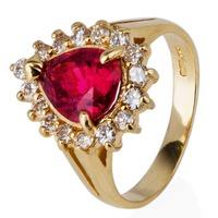 Pre-Owned 14ct Yellow Gold Tourmaline and Diamond Cluster Ring 4332576