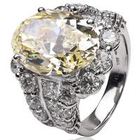 Pre-Owned 12 Carat Oval Yellow Diamond Cluster Ring 4328069