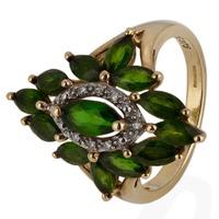 Pre-Owned 9ct Yellow Gold Green Diopside and Diamond Ring 4145926
