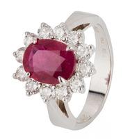 Pre-Owned 14ct White Gold Ruby and Diamond Cluster Ring 4328076