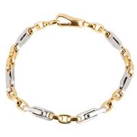Pre-Owned 9ct Two Colour Gold Box Link Figaro Chain Bracelet 4128991