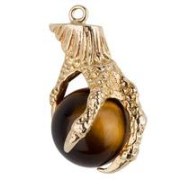 Pre-Owned 9ct Yellow Gold Tigers Eye Grouse Claw Charm Pendant 4152173