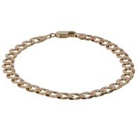 Pre-Owned 9ct Yellow Gold Mens Flat Curb Chain Bracelet 4174850