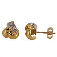 Pre-Owned 18ct Yellow Gold Diamond Set Knot Stud Earrings 4165479